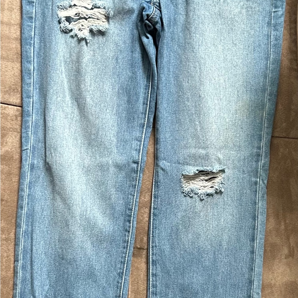 High Rise Distressed Blue Jeans